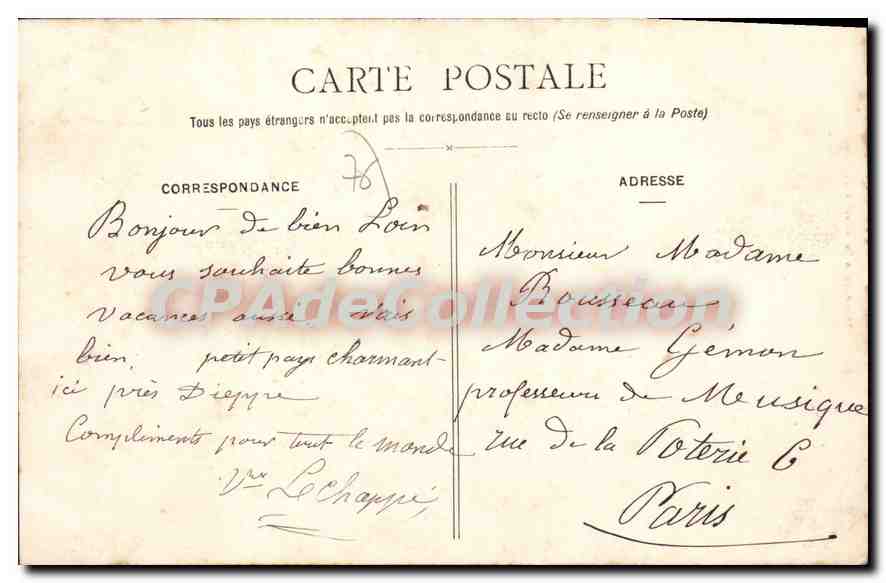 CPA Pourville Sur Mer La Plage Et Les Falaises De Dieppe — Rückseite