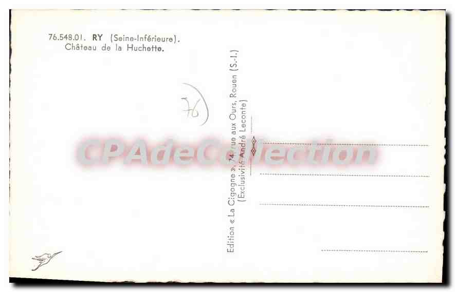 CPA Ry Chateau De La Huchette — Rückseite