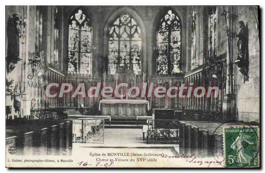CPA église de Monville Choeur Et Vitraux