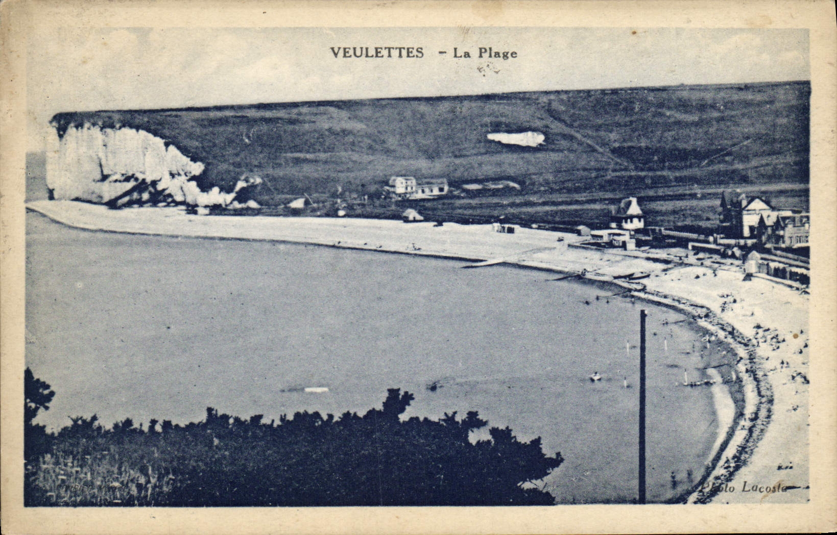 Veulettes - La Plage — vue de la côte avec falaises blanches — éditeur Pololo Lacosté - Anverso