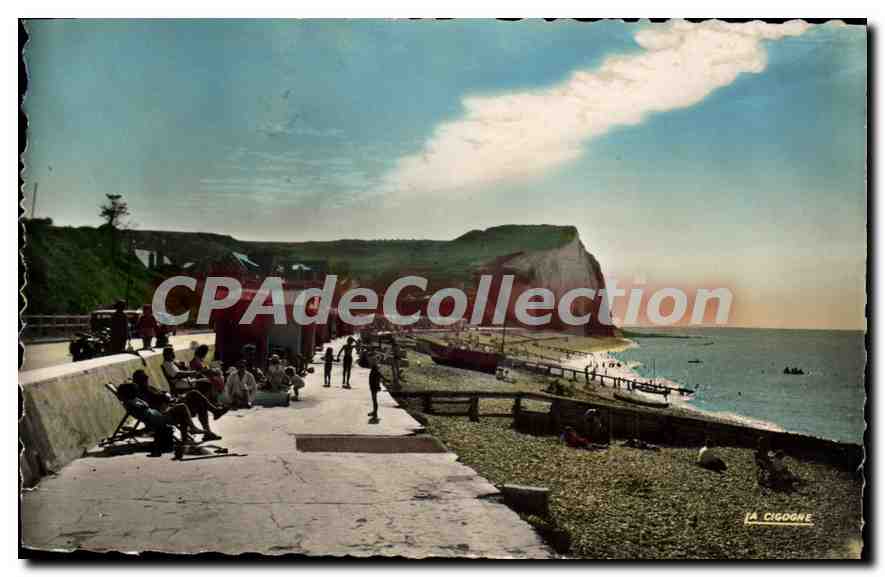 CPA Veulettes La Plage Et Falaise D'Aval