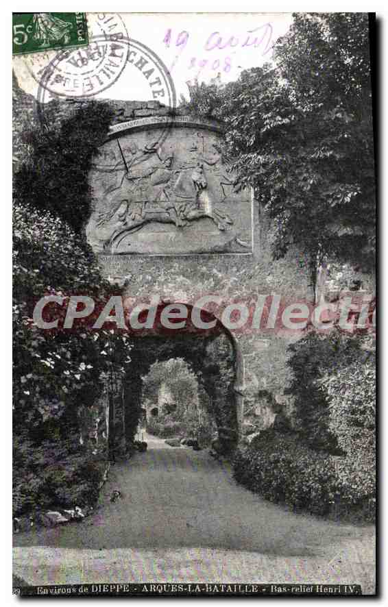 CPA Dieppe Arques la Bataille bas relief Henri IV