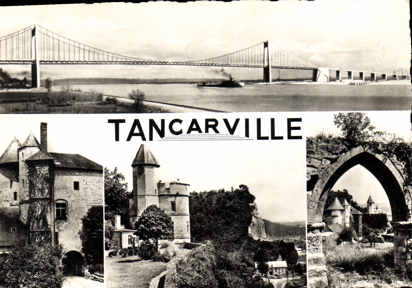 Tancarville — Pont suspendu et château — Éd. Le Cigogne, N° 7013