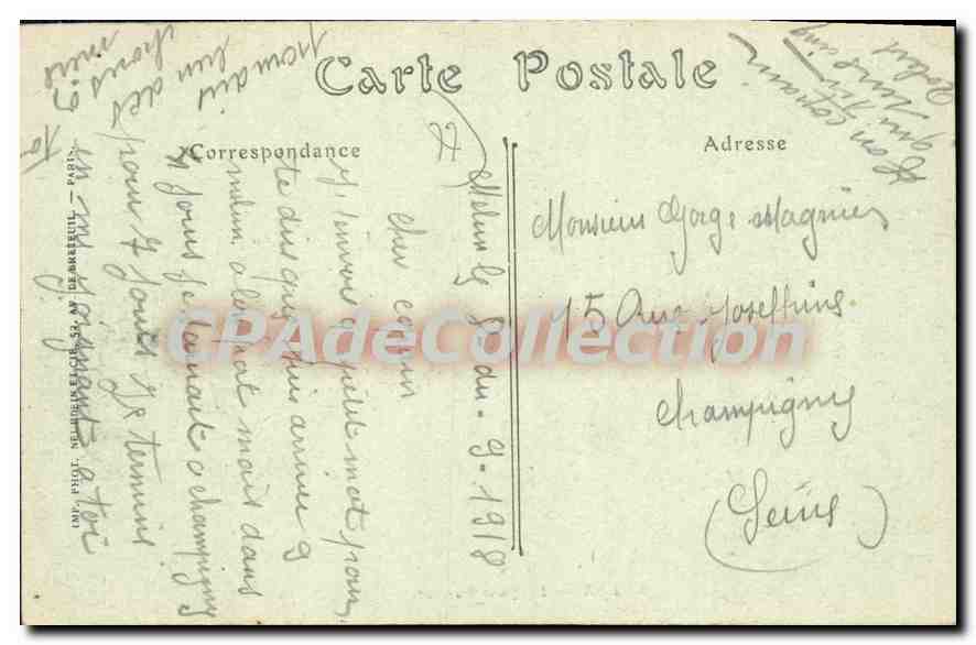 CPA Melun Le Quai Pasteur — Rückseite