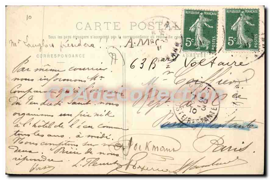 CPA Nemours Petits Fosses Et Moulin de la Brasserie — Verso