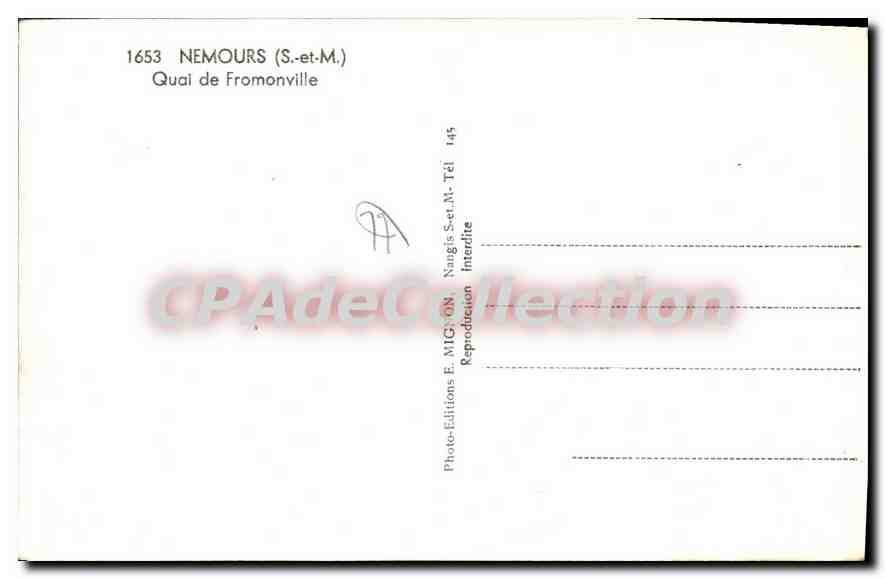 CPA Nemours Quai De Fromonville — Verso