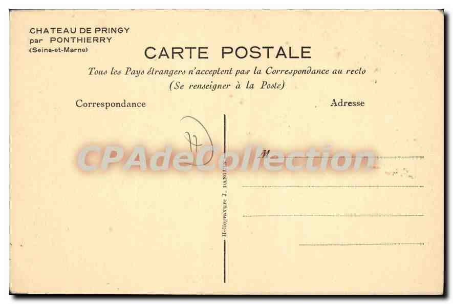 Château de Pringy — vue du château entouré de verdure — éditeur non identifié — Verso