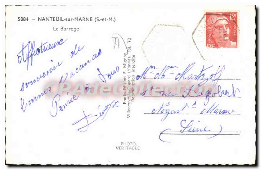 Le Barrage - Nanteuil-sur-Marne (S.-et-M.) — Photo-Édition E. Mignon, n° 5884 — Verso