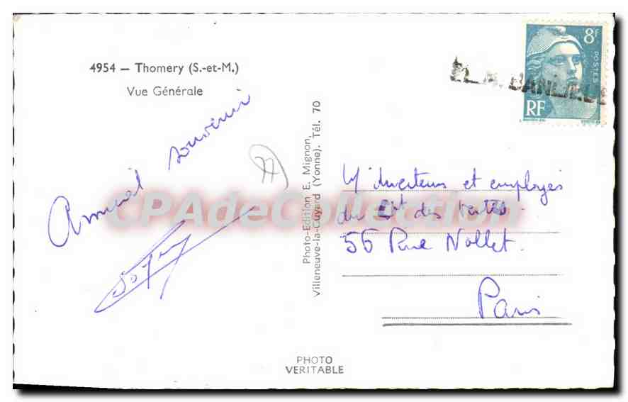 CPA Thomery Vue Generale — Rückseite