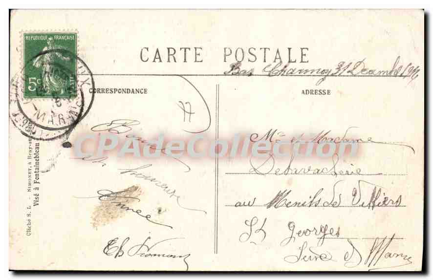 Monticeaux-les-Provins — Ruines de la ferme de Villebion après le bombardement de septembre 1914 — éditeur non identifié, n° 21 — Verso