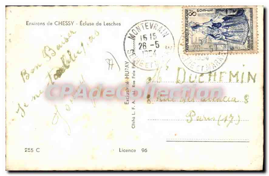 CPA Chessy Ecluse De Lesches — Verso