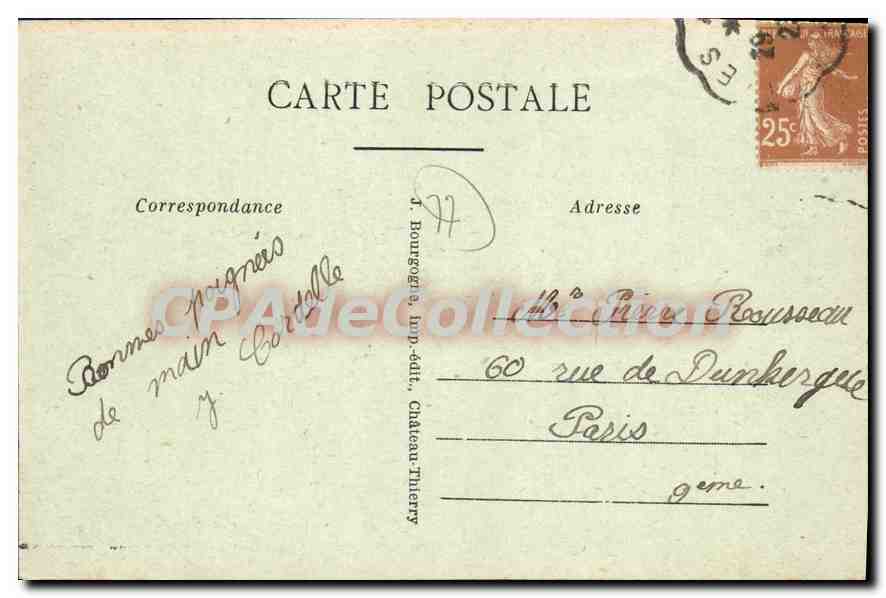 Château de La Houssaye — tour ronde et bâtiments annexes — Edil. J. B. n°22 — Reverso