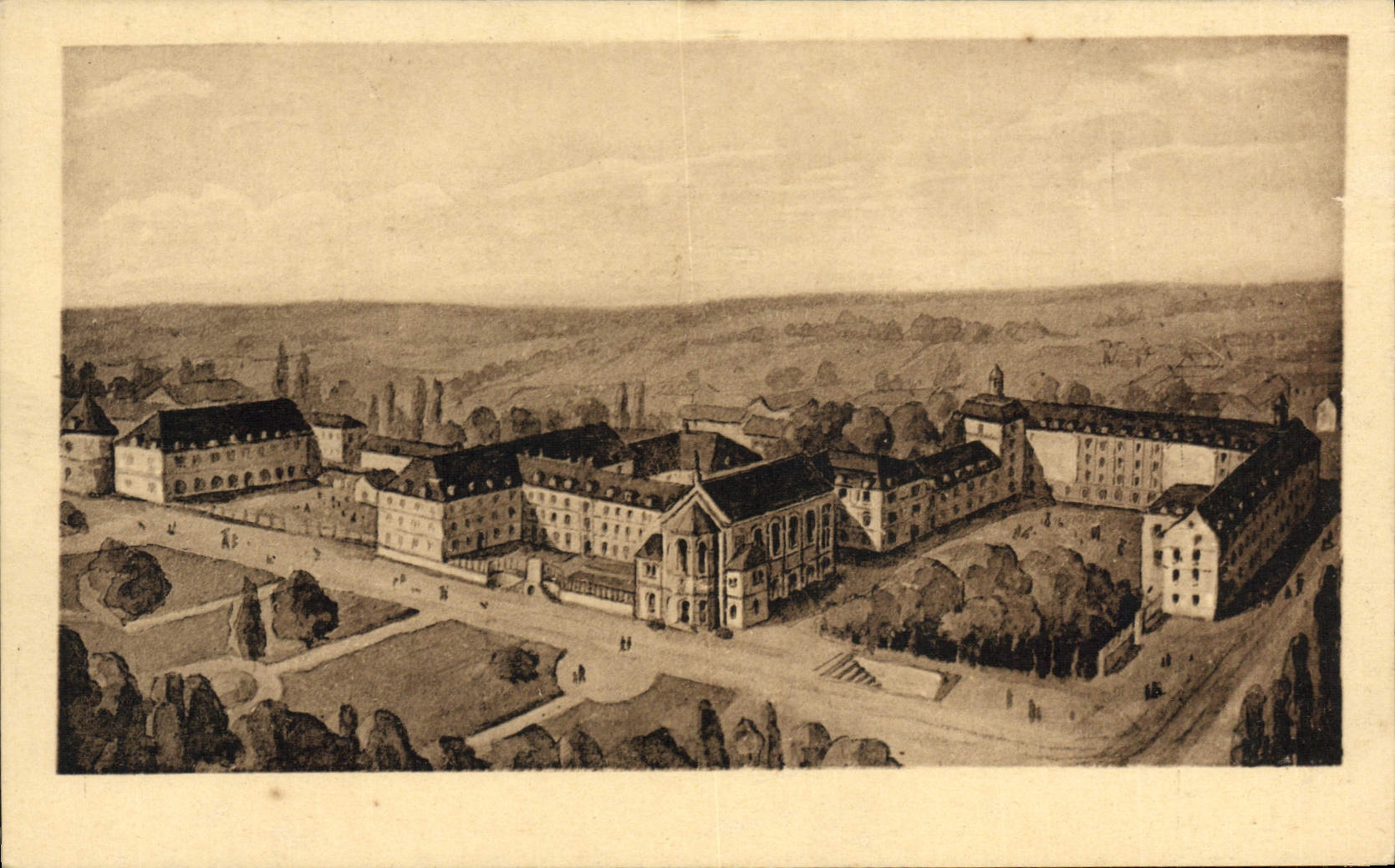 Vue cavalière du Collège de Juilly — Collection Juilly Collège — Éditions Tournet et Petitin, Paris