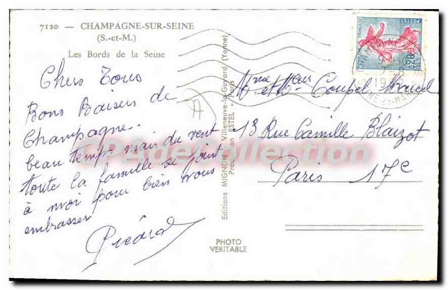 CPA Champagne sur Seine Les Bords De La Seine — Rückseite