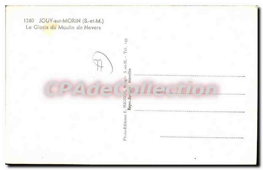 JOUY-sur-MORIN — Le Glacis du Moulin de Nevers — Photo-Editions E. MIGNON — Verso