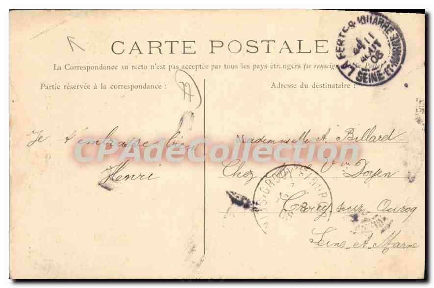 CPA Courcelles Sous Jouarre L'Aqueduc — Verso