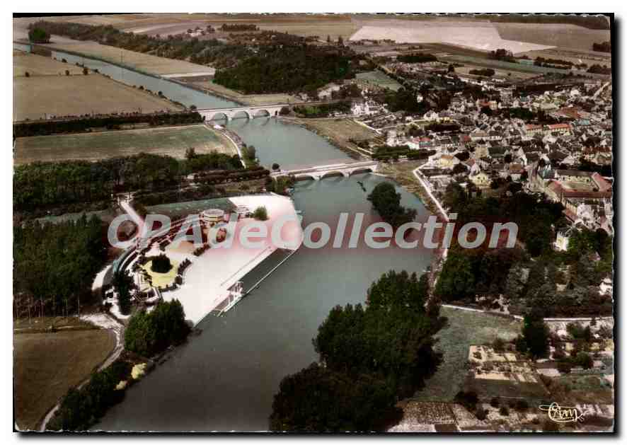 Trilport (S.-et-M.) — Vue aérienne de la Plage et les Ponts sur la Marne — CPAdeCollection