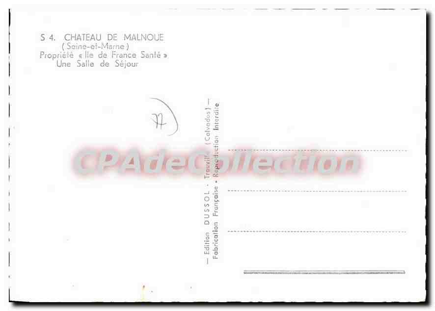 CPSM Chateau De Malnoue Propriete Ile de France Une Salle De Sejour — Verso