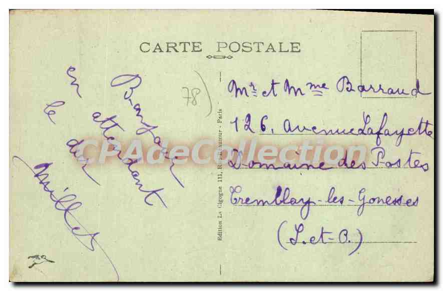 Mantes (S.-et-O.) — Le Pont de Mantes — Édition La Cigogne, n° 15 — Verso