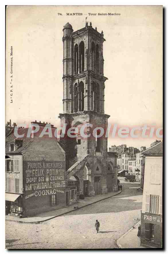 MANTES — Tour Saint-Maclou — C. P. A. — A. COTTENEAU, Mantes