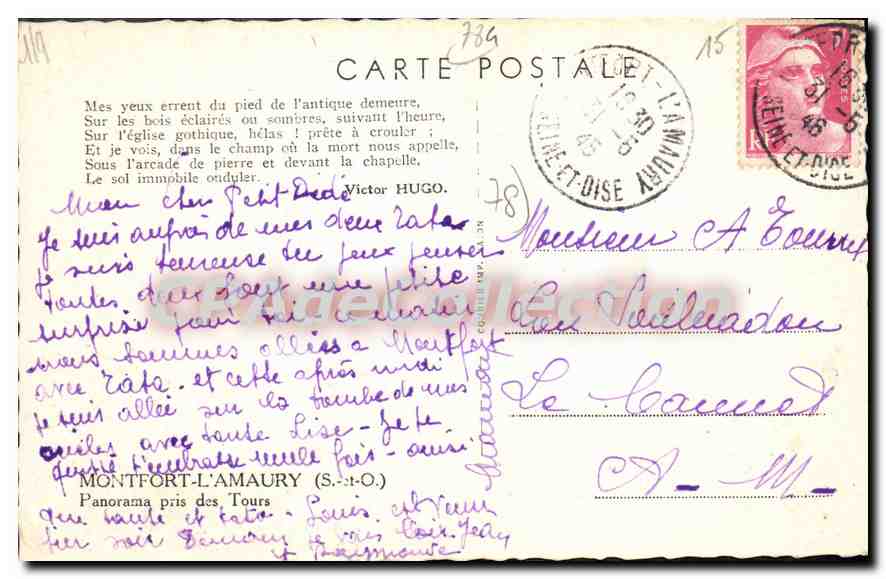 Montfort-l'Amaury — Panorama pris des Tours — éditeur Cim — Verso