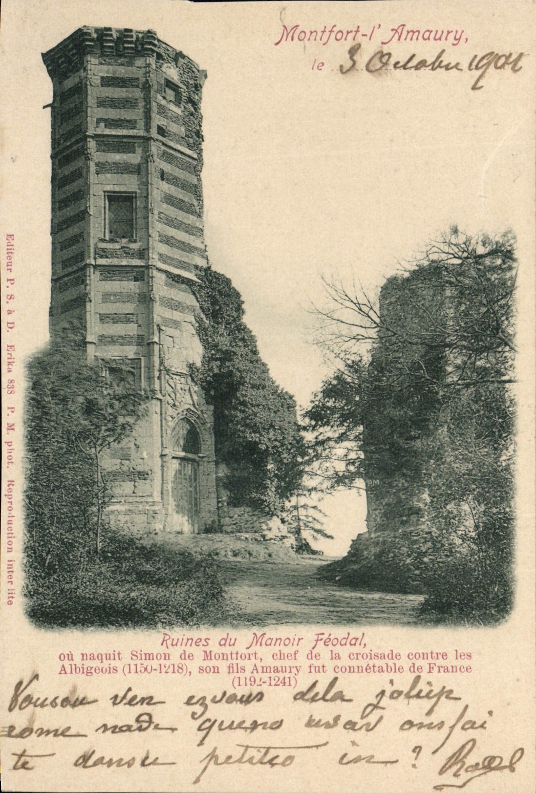 Ruines du Manoir Féodal à Montfort-l'Amaury — Éditeur P. S. à D. Brika, n° 838
