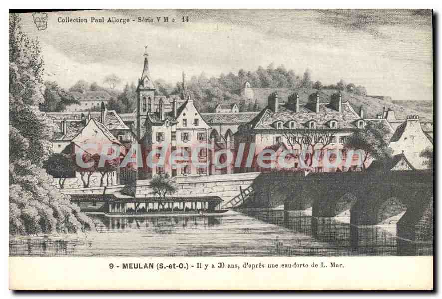 CPA Meulan Vue il y a 30 ans d'après une eau-forte de Mar