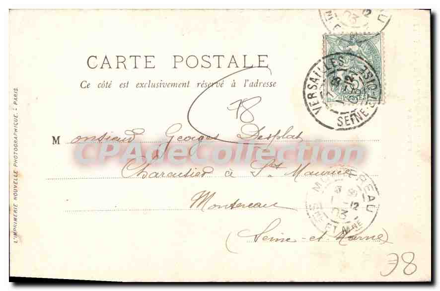 Le Roi et la Reine d'Italie décorés à Paris — Pylone décoré — Éditeur L. Versailles, n°33 — Verso