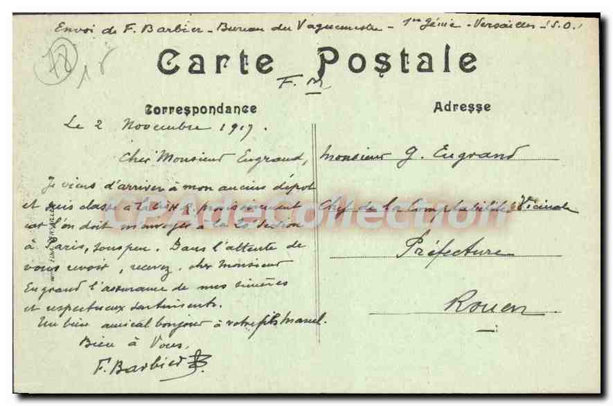 Versailles — L'Hôtel de Ville — Collection CPADeCollection, n°114 — Reverso