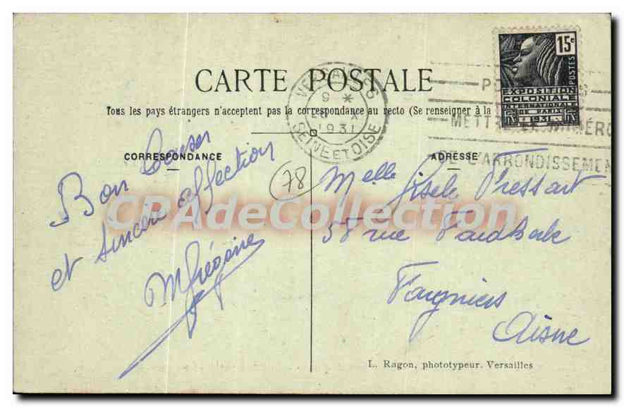 CPA Versailles La Camp De Satory Le Batiment et les cuisines — Rückseite