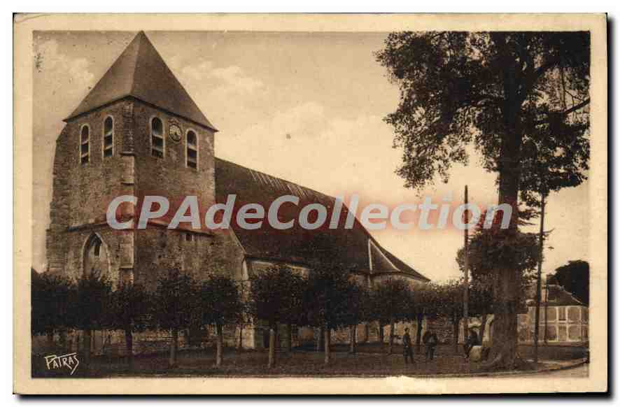 Église de Longnes (S.-et-O.) — vue de l'édifice avec clocher et arbres — Photo d'après F. Patras, n° 78