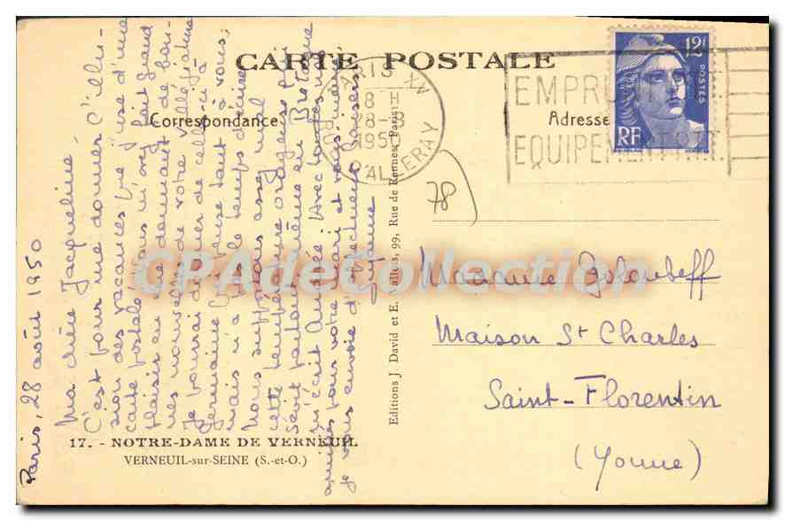 CPA Verneuil Sur Seine Notre Dame De Verneuil — Rückseite