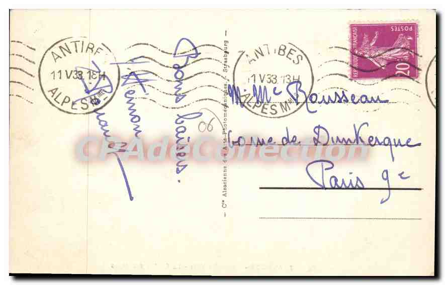 CPA Antibes La Vieille Ville La Chaine Des Alpes — Rückseite