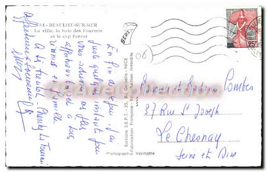 Beaulieu-sur-Mer — La ville, la baie des Fourmis et le cap Ferrat — Editions S.E.P.T. - Bd. Gabriella - Nice — Reverso