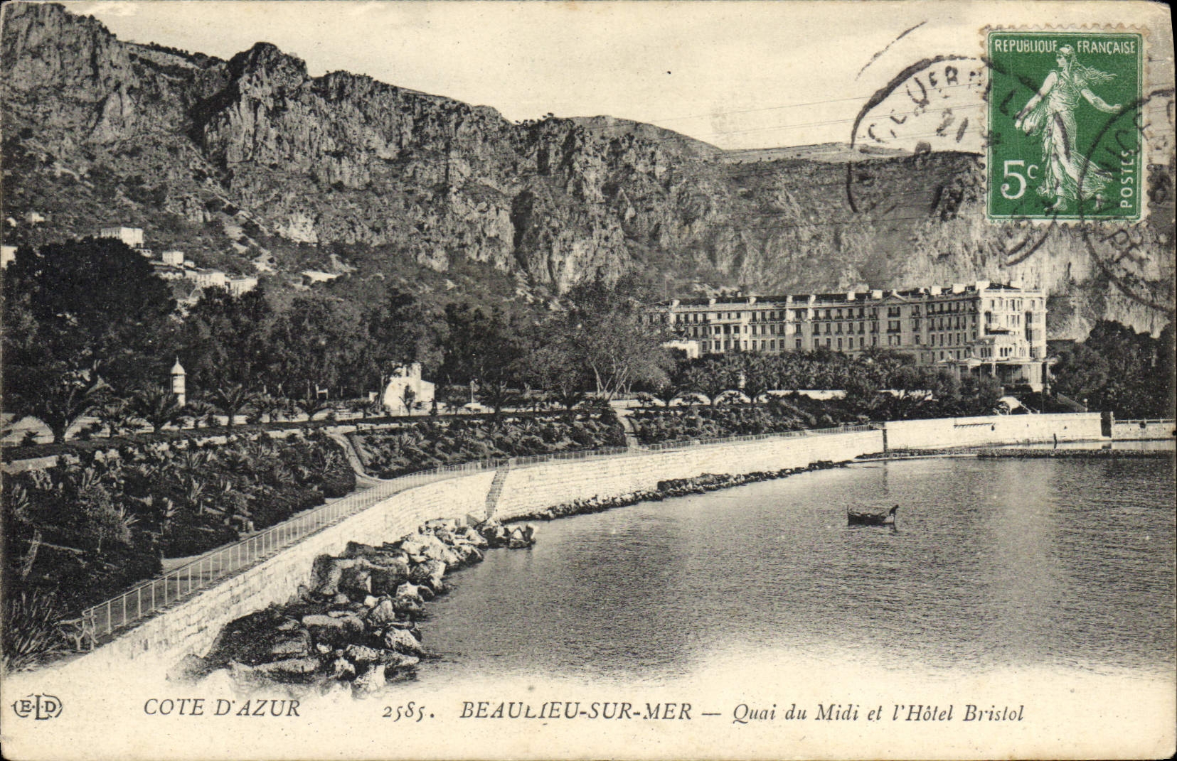 Beaulieu-sur-Mer — Quai du Midi et l'Hôtel Bristol — Éditeur ELD, n° 2585