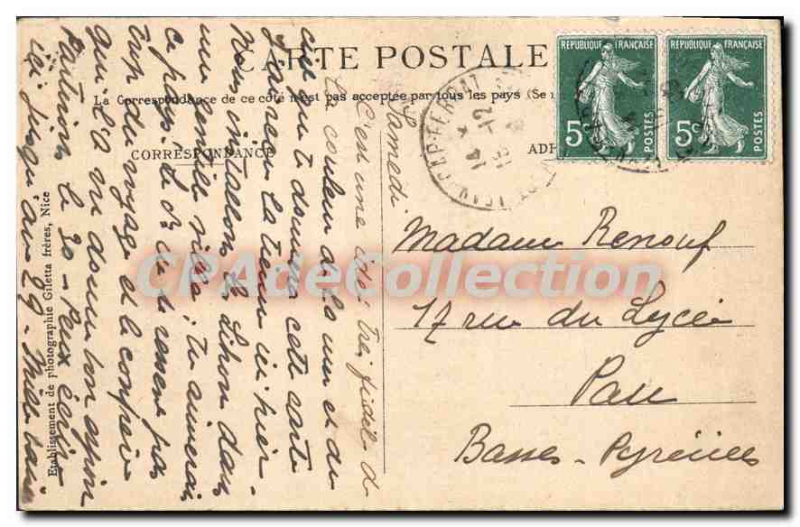 Beaulieu — Vue Générale — Edition Giletta, phot., Nice, n°327 — Verso