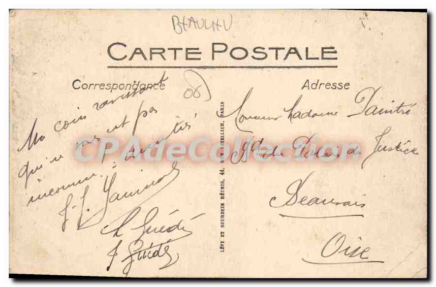 Beaulieu — Le Boulevard Gordon-Bennett et la Petite Afrique — Éditeur : Lévy et Neudorff, Béziers — Verso