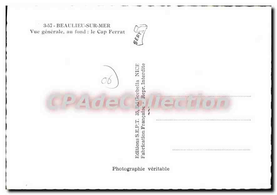 Beaulieu-sur-Mer — Vue générale, au fond : le Cap Ferrat — Editions S.E.P.T. NICE — Reverso