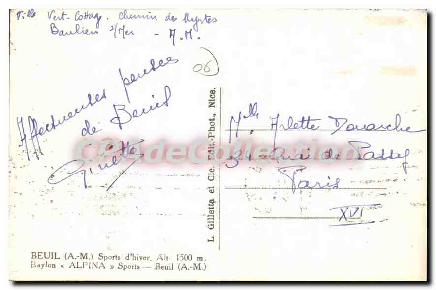CPA Beuil Sports D'Hiver Baylon Alpina sports — Verso
