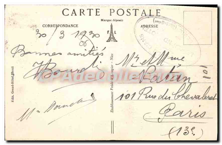 CPA Beuil Route Du Cians Vers Les Gorges — Verso