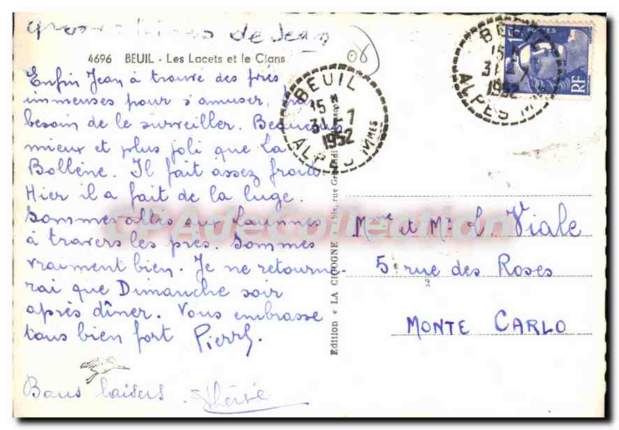 CPSM Beuil Les Lacets Et Le Cians — Verso