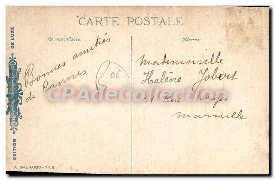 CPA Cannes St Honorat Le Debarcadere — Rückseite
