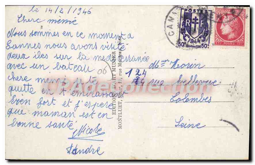 CPA Cannes Le Port Et Le Mont Chevalier — Rückseite