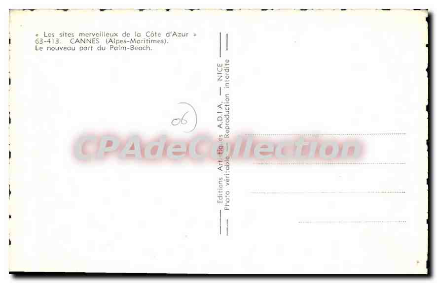 CPA Cannes Le Nouveau Port Du Palm Beach — Rückseite