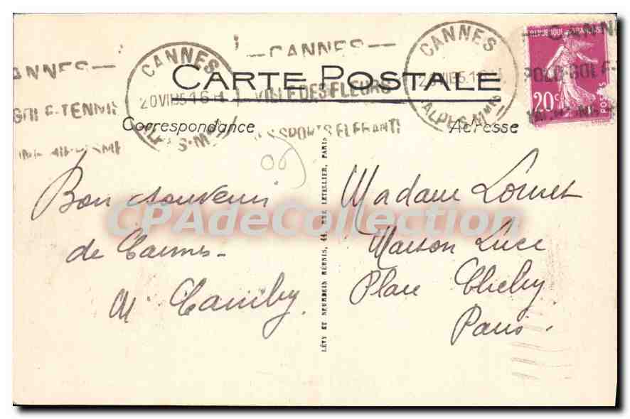 CANNES - Vue prise du Plateau Observatoire de la Catiforne - I.L. SELECTA — Verso