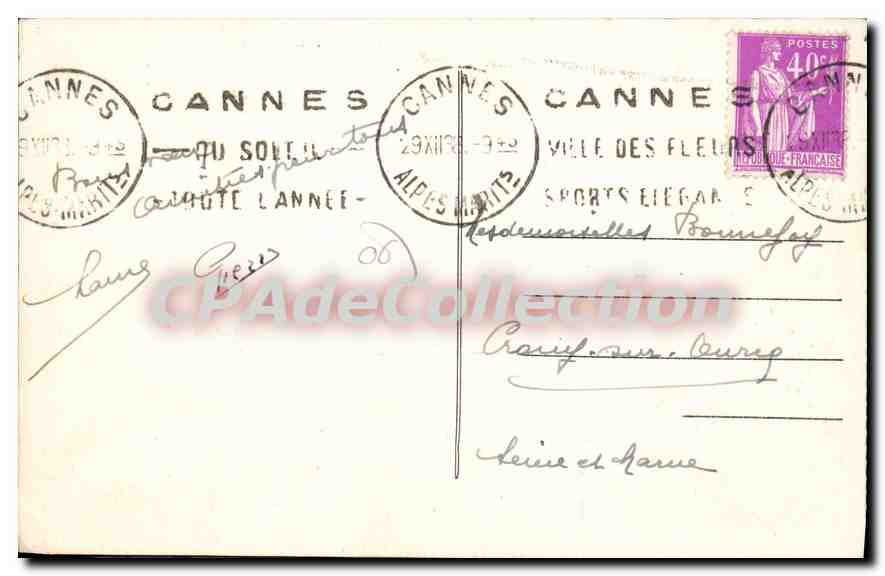 CPA Cannes Le Bassin Du Nouveau Jardin — Verso