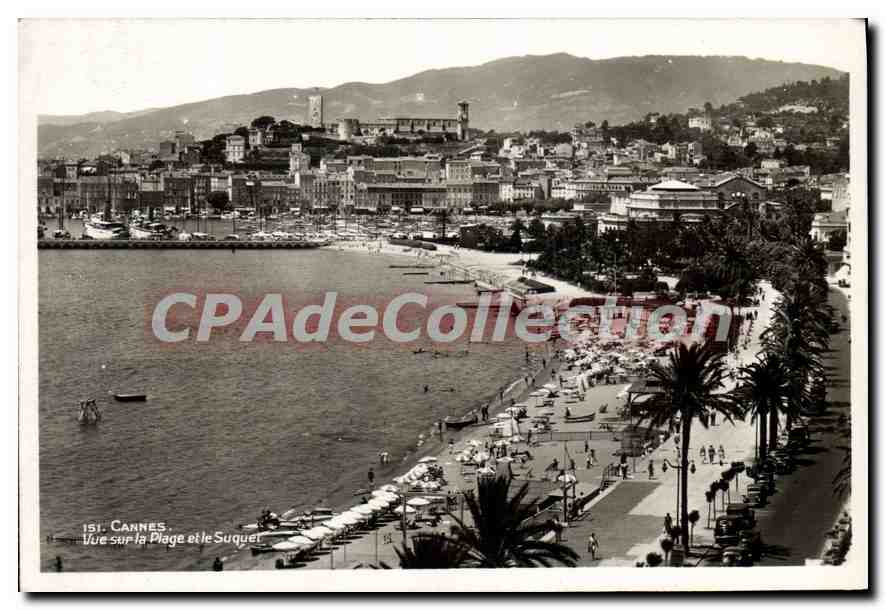 CPA Cannes Vue Sur La Plage Et le Suquet