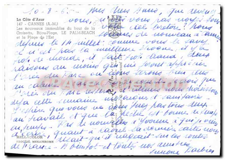 Cannes - Croisette et Plage de l'Est — vue aérienne — Rella — Rückseite