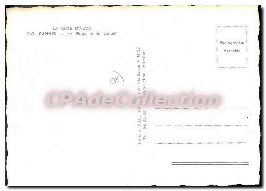 Cannes — La Plage et le Suquet — Éditions GILLETTE — Reverso