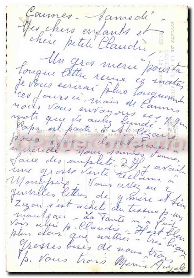 Cannes — Vue de la promenade des Anglais — Éditions La Cigogne — Verso